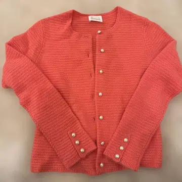 Harrods 코랄색 긴팔 가디건 캐시미어