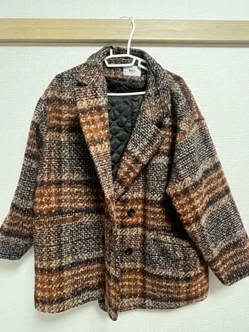 RiLi 체스터 코트 브라운 계열 체크 무늬