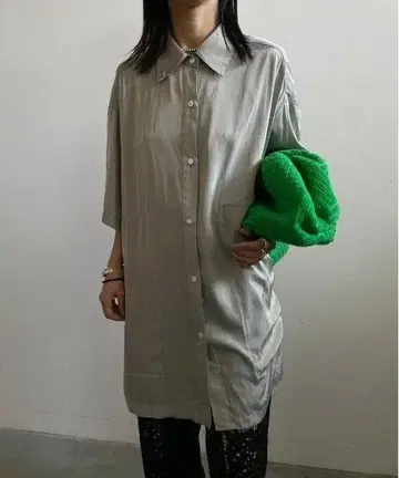 [ Ameri ] CHAMBRAY BIG PATTERN SHIRT