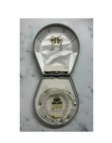 승곡 수정 목걸이와 귀걸이 세트 에메랄드 그린 마노