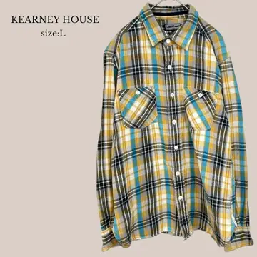 KEARNEY HOUSE 체크 셔츠 플란넬 셔츠 남성용 면 100% L