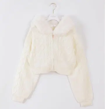 evelyn 퍼 니트 후드티 화이트