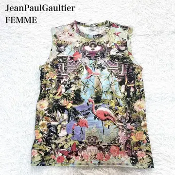 컨디션 최상 장 폴 고티에 옴 상의 올 패턴 플라밍고 꽃무늬 낙원