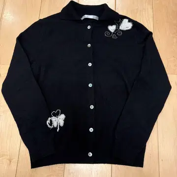 platinum meimei 비쥬 장식 블랙 니트 가디건
