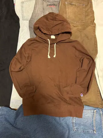 Champion 무지 후드티 구제 의류 브라운