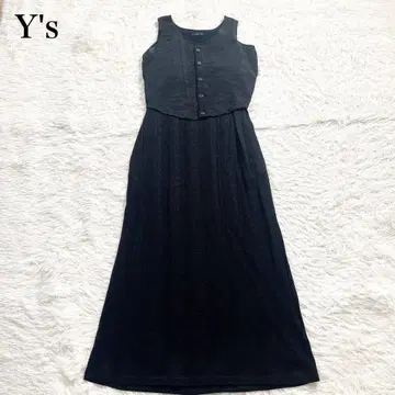 새상품급 Y's 와이즈 도킹 슬리브리스 원피스 디자인 블랙