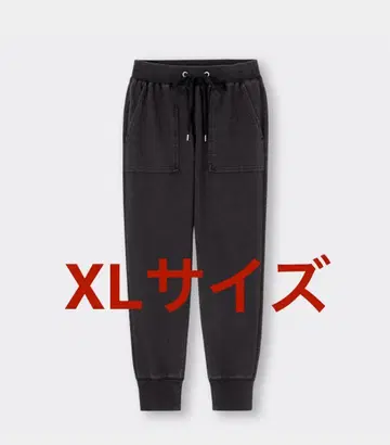 [ 미사용 새상품 ] GU 데님 맨투맨 이지 팬츠 블랙 XL 사이즈