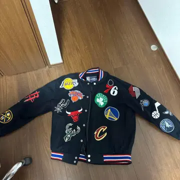 NBA 팀 로고 자수 바시티 자켓