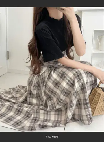 [ mily bilet ] 어른의 사랑받는 리본.플리츠 도킹 체크 원피스