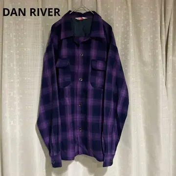 Dan River 보라색 체크 무늬 플란넬 셔츠