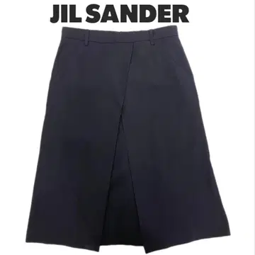 질 샌더 다크 네이비 플레어 스커트 이탈리아제 울 100% 심플