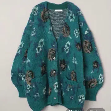 JEANASIS 5G 플라워 라메 페더 V 가디건