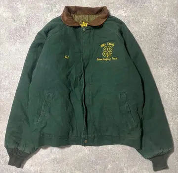 90s 덕 자켓 디트로이트 두꺼운 그린 자수 로고