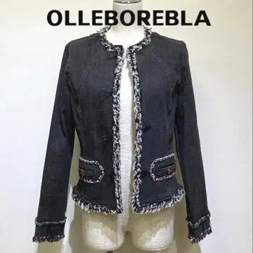 알베로베로 프린지 장식 블랙 데님 자켓 일본제 비즈