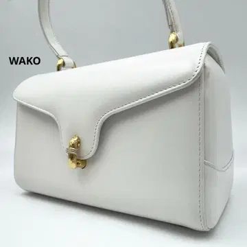 새상품급 WAKO 와코 긴자 와코 포멀 가죽 핸드백 골드 금장 장식