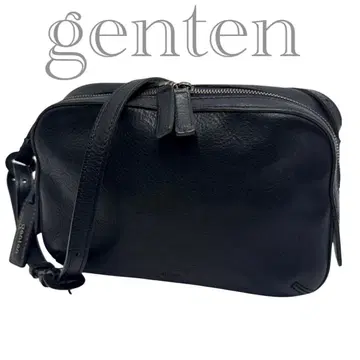 [현행 레어] genten 토스카 숄더백 블랙 가죽 BOX형 로고