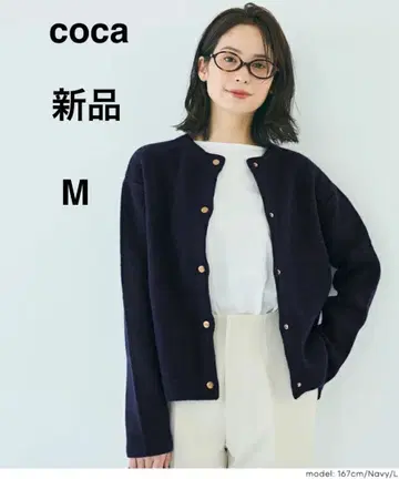 coca 더블 페이스 니트 가디건 네이비 M 새상품