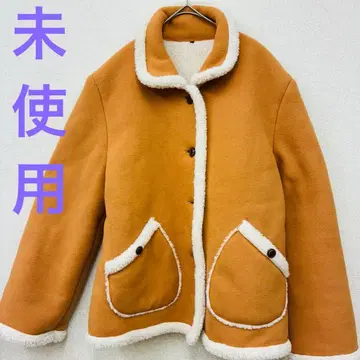 미사용 오렌지 플리스 무스탕 코트