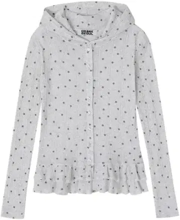 CRANK dot frill sheer hood 가디건
