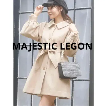 마제스틱 레곤 걸리시 볼륨 스테인 코트 베이지 M