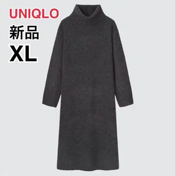 새상품 UNIQLO 수플레얀 터틀넥 원피스 XL 다크 그레이