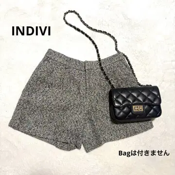 INDIVI 트위드 숏팬츠 베이지 청록색 여성용 M