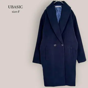 UBASIC 더블 체스터 코트 롱 코트 네이비 심플