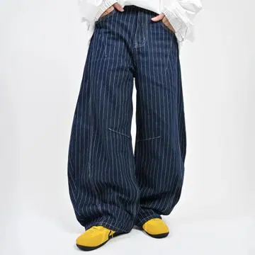 L2091M 네이비 지저인 ONLINE 스트라이프 벌룬 데님