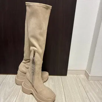 YELLO 통굽 베이지 롱 부츠 택 포함 새상품 s