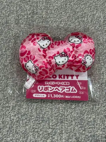 헬로키티 레오파드 무늬 리본 머리끈 훼미리마트 한정판