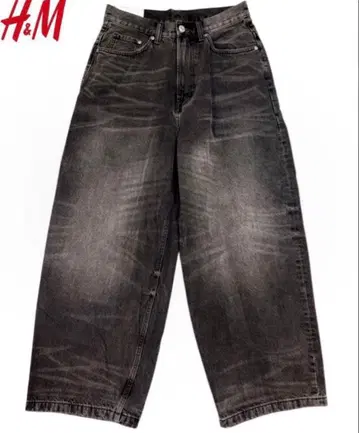H&M 추가 판매 슈퍼 배기 데님 블랙