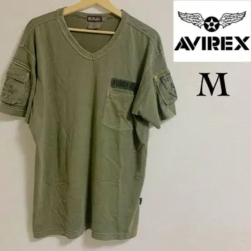 AVIREX 올리브 그린 V넥 T셔츠 M
