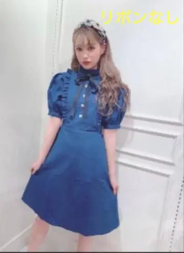 스완키스 네이비 프릴 반팔 원피스