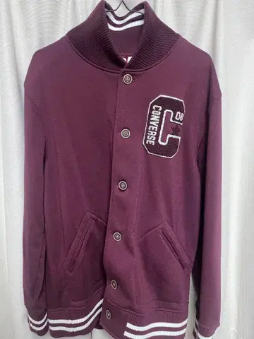 CONVERSE 와인 레드 바시티 자켓 00s