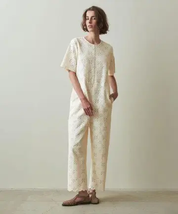 택 포함 새상품 Steven Alan 레이스 자수 올인원 반팔