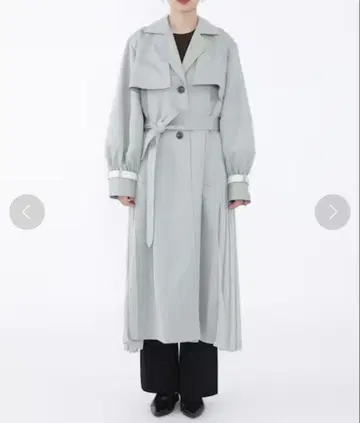 Ameri 아메리 벌룬 슬리브 플리츠 트렌치