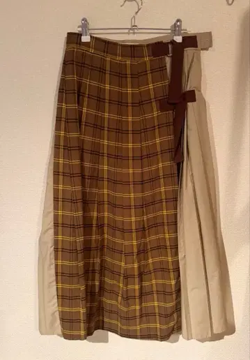 Ray BEAMS 체크 무늬 플리츠 스커트