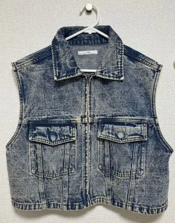 데님 블루 슬리브리스 자켓