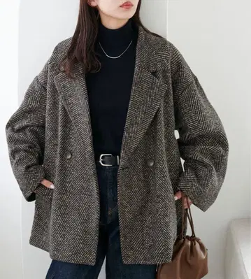 discoat 헤링본 더블 테라 자켓 미사용 새상품