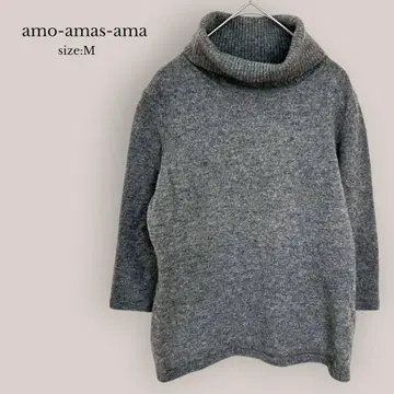 amo-amas-ama 터틀넥 니트 7부 소매 MUJI 그레이 심플