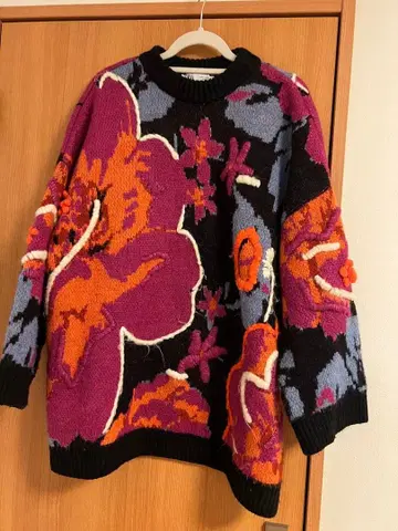ZARA 컬러풀 플라워 패턴 니트 스웨터 M
