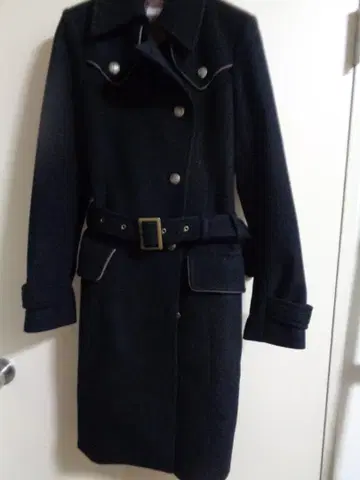 블랙 롱 코트 벨트 포함