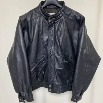90s J.gallery 블랙 레더 봄버 자켓