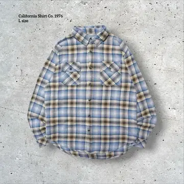 US 구제 의류 그라데이션 체크 셔츠 L 플란넬 셔츠