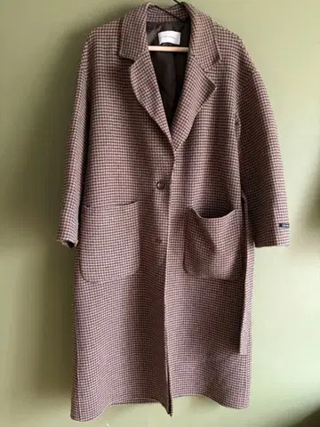 na.e 체크 무늬 롱 코트 벨트 포함