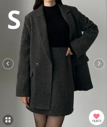 미사용 새상품 Louere 헤링본 테일러드 자켓 + 미니 스커트 S