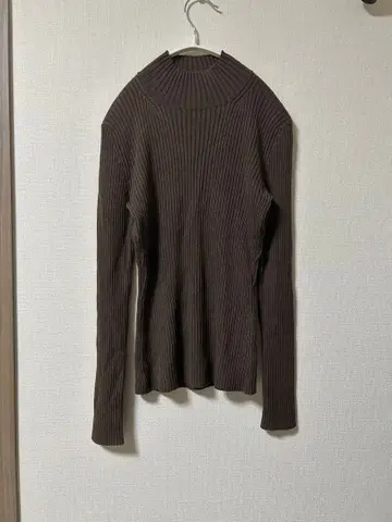 YUKI TORII 브라운 리브 하이넥 스웨터 38 니트