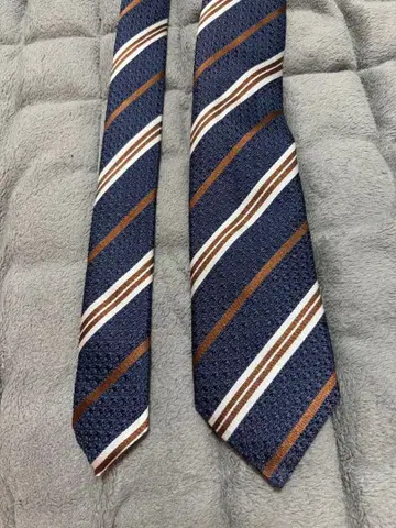 미츠미네 넥타이 네이비 브라운 스트라이프 보더