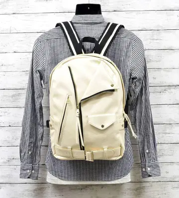 미사용 백팩 라이더스 디자인 아이보리 인조 가죽 여성용