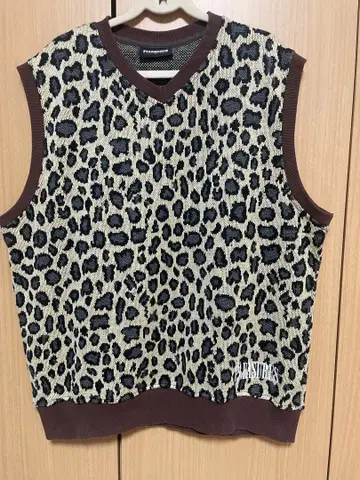 PLEASURES  레오파드 무늬 니트 베스트 large